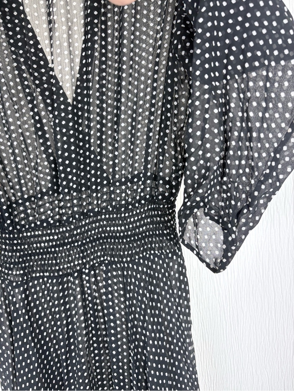 Maje Polka Dot Crepe de Chine Midi Dress, Size FR 40/ US 8 - Picture 8 of 11